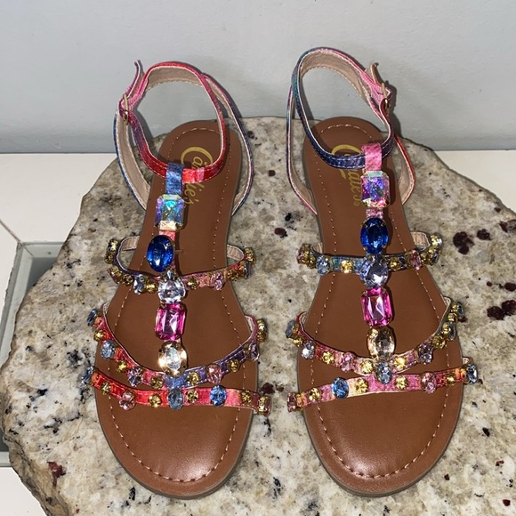 Candies Camilos Multi-Colored Rhinestone Gladiator Strappy Sandal-Women’s Size 6 - Picture 2 of 14